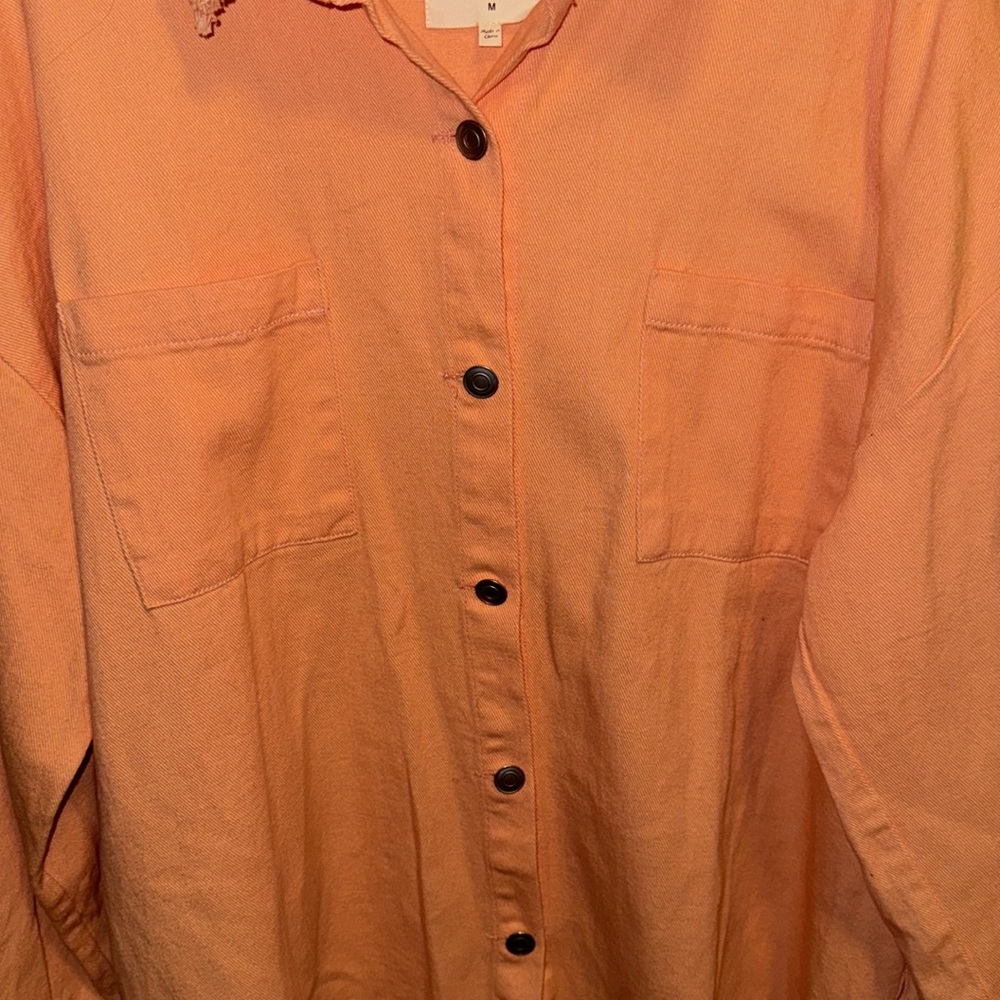 Fantastic Fawn Orange Denim Button up Dress Size Medium - Picture 2 of 7